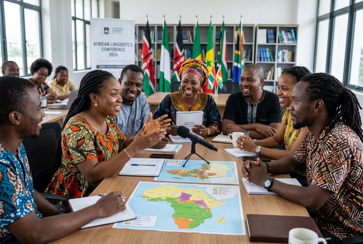 Delegates and community members gathered at an African linguistics conference
